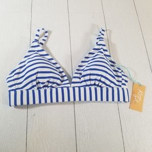 Kona Sol Bikini Top Spagetti Strap Blue Stripe